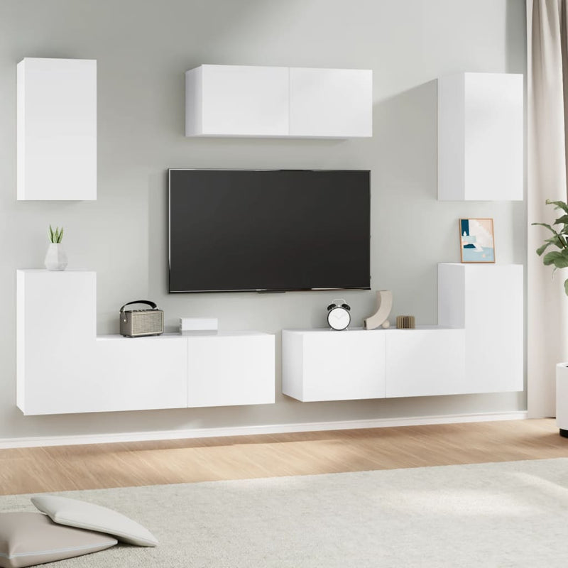 7-delige Tv-meubelset bewerkt hout wit MeubelReus