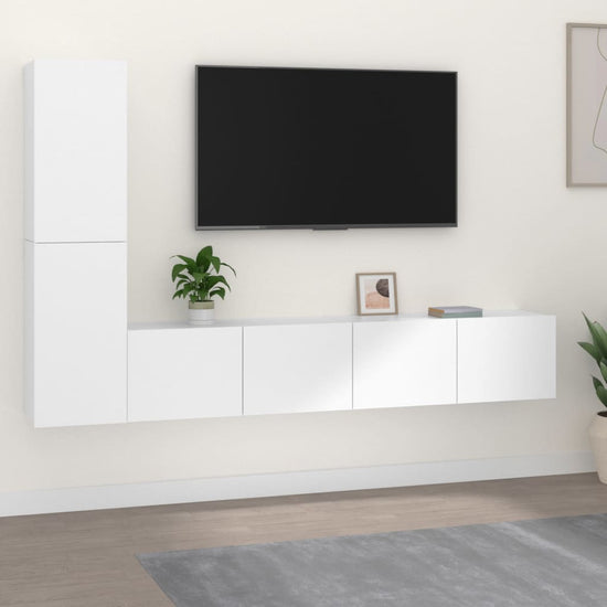 4-delige Tv-meubelset bewerkt hout wit MeubelReus