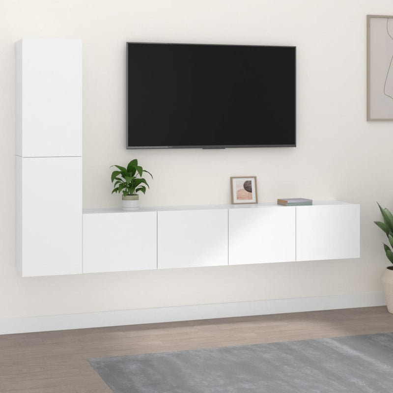 4-delige Tv-meubelset bewerkt hout wit MeubelReus