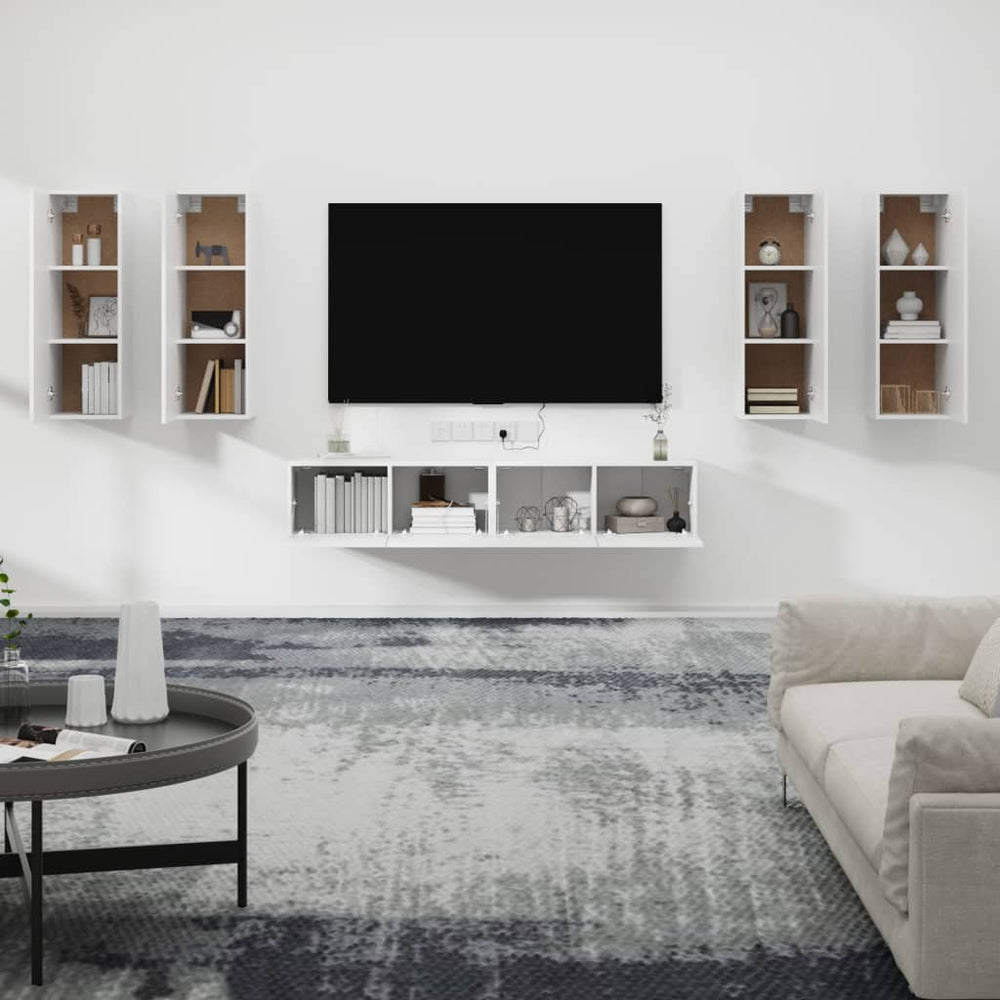6-delige Tv-meubelset bewerkt hout wit MeubelReus