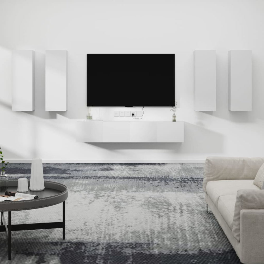 6-delige Tv-meubelset bewerkt hout wit MeubelReus