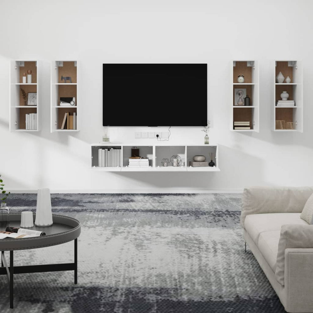 6-delige Tv-meubelset bewerkt hout hoogglans wit MeubelReus