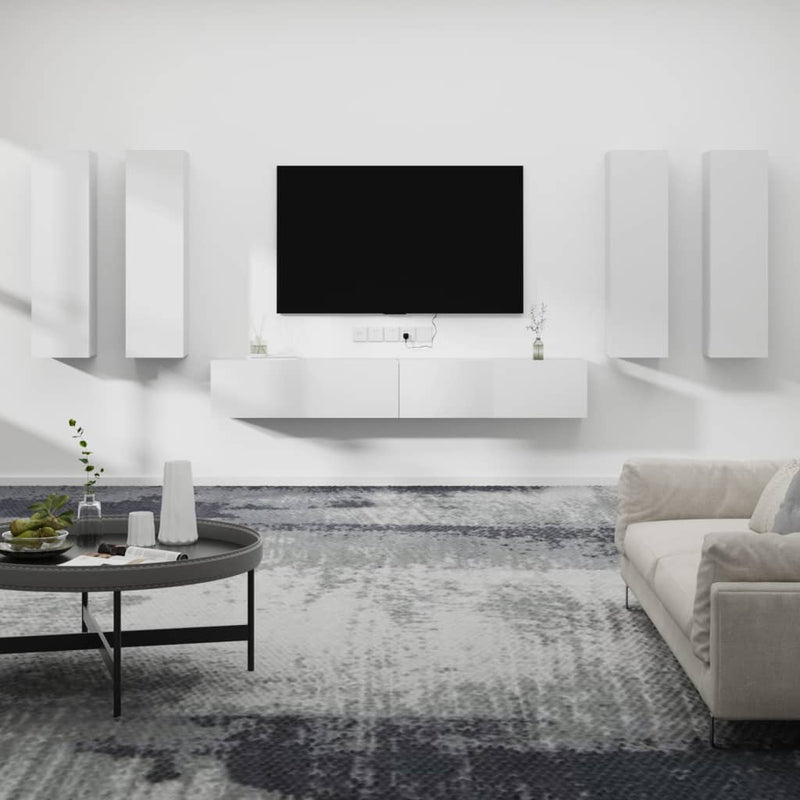 6-delige Tv-meubelset bewerkt hout wit MeubelReus