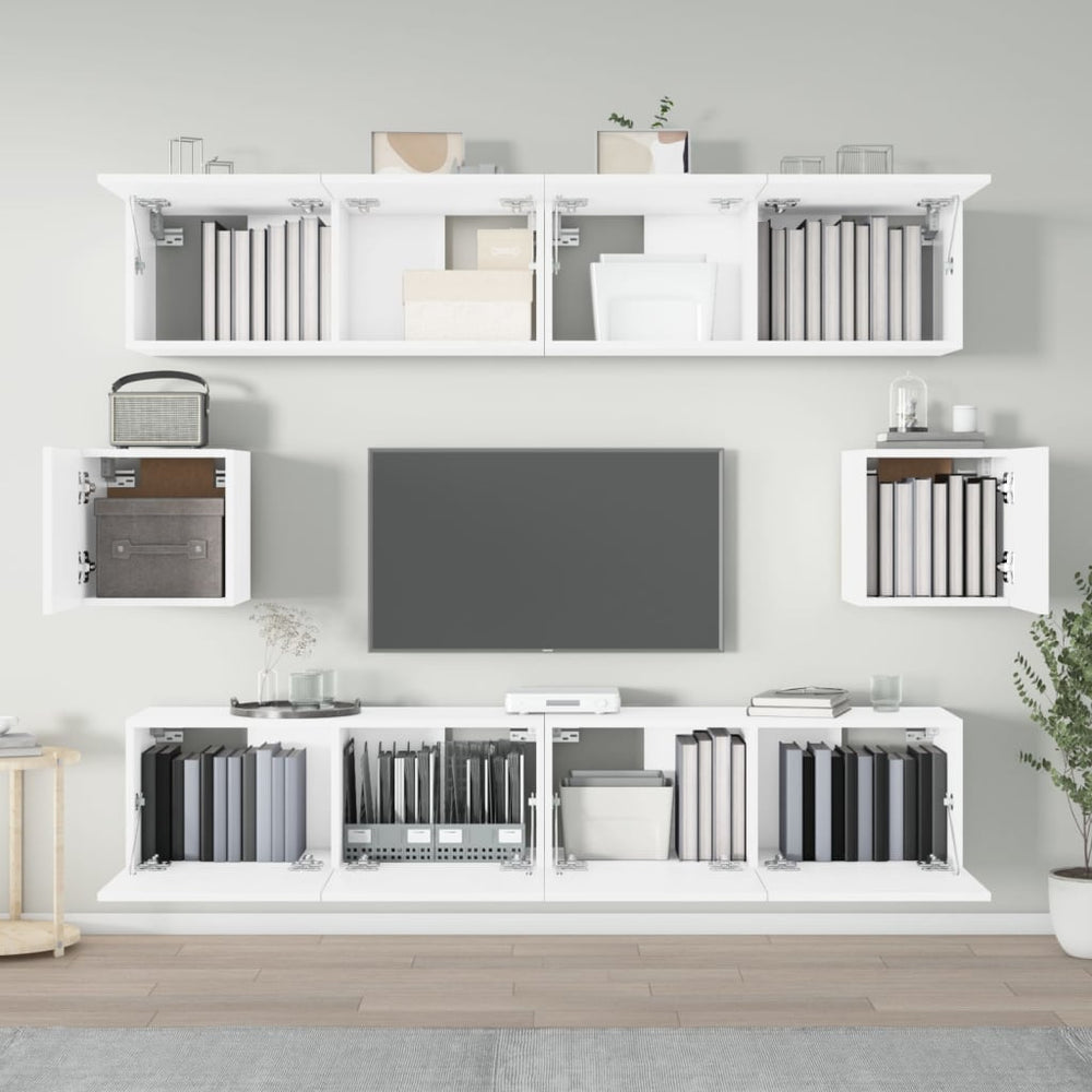 6-delige Tv-meubelset bewerkt hout wit MeubelReus