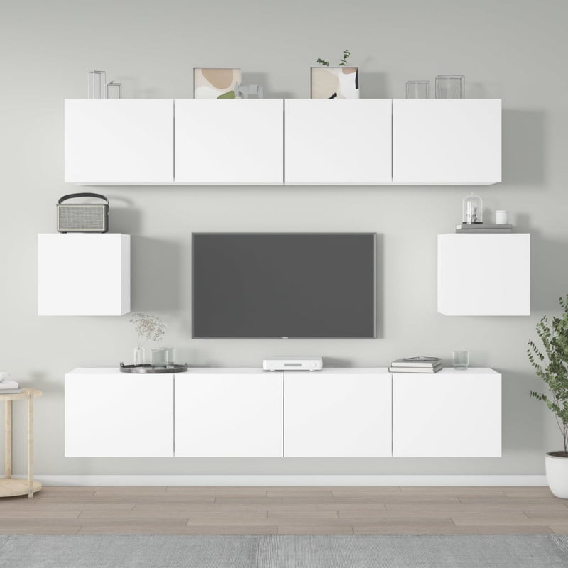 6-delige Tv-meubelset bewerkt hout wit MeubelReus