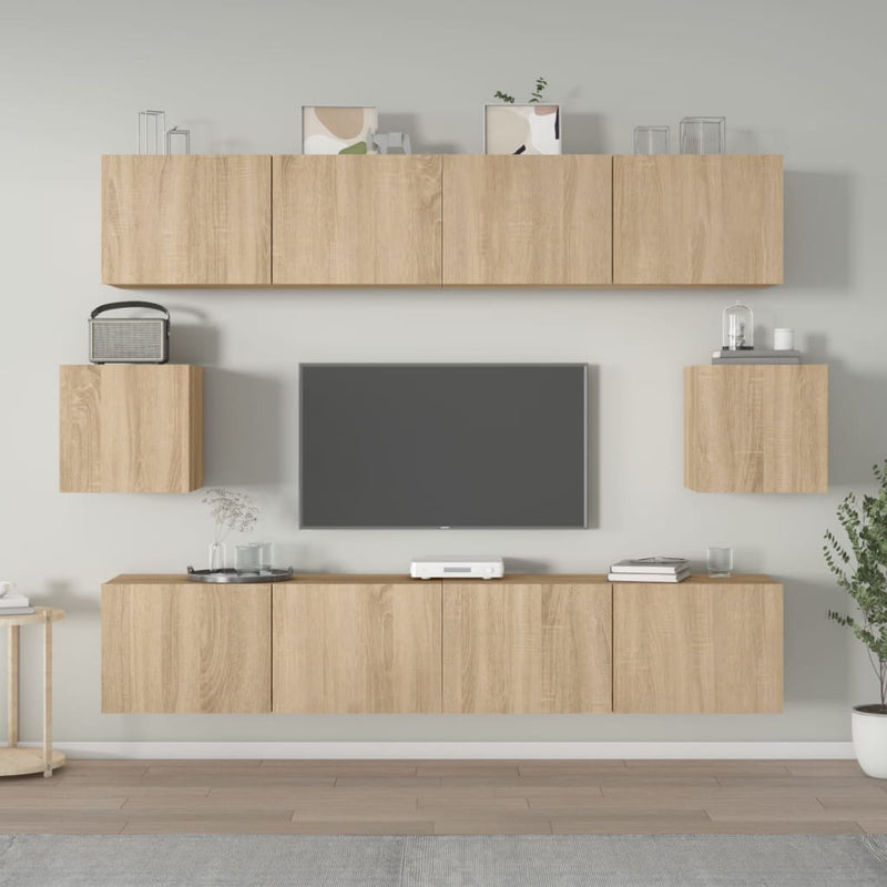 6-delige Tv-meubelset bewerkt hout sonoma eikenkleurig MeubelReus