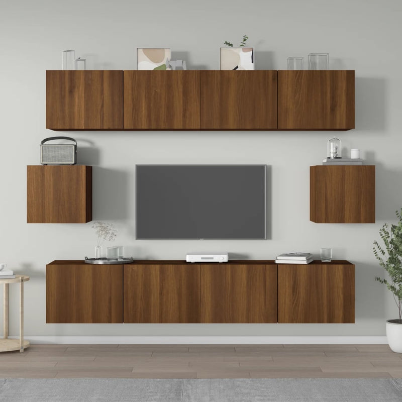 6-delige Tv-meubelset bewerkt hout bruin eikenkleur MeubelReus