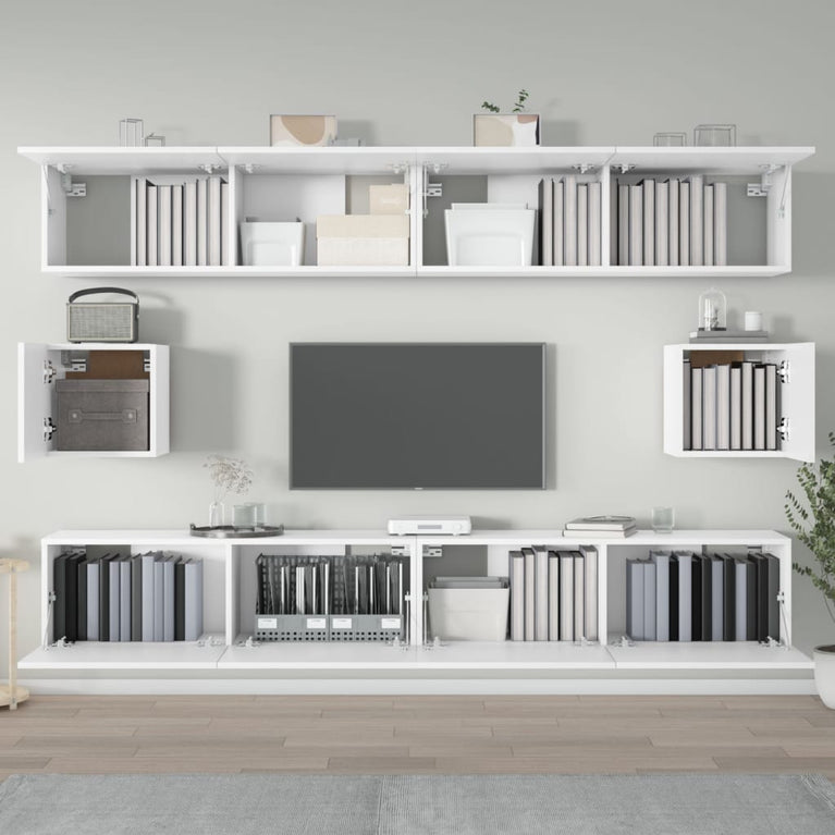 6-delige Tv-meubelset bewerkt hout wit MeubelReus