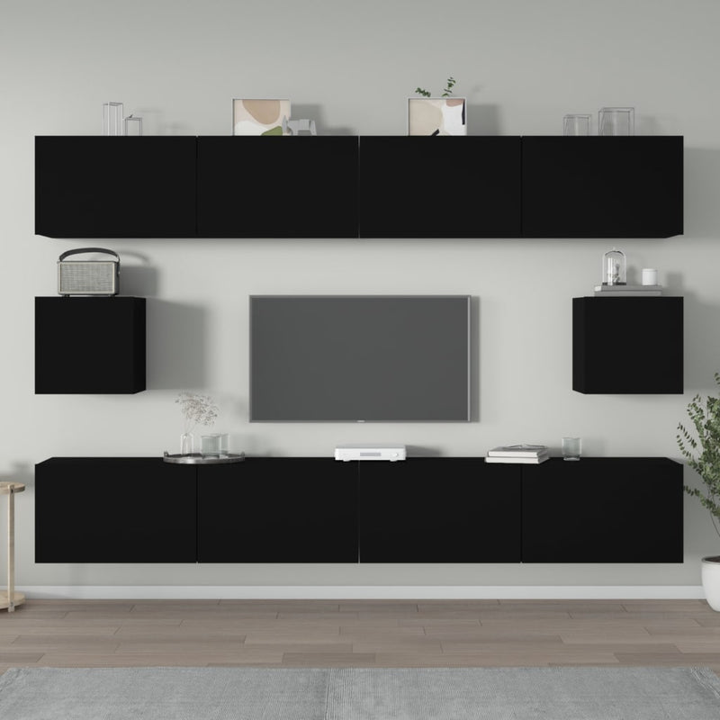 6-delige Tv-meubelset bewerkt hout zwart MeubelReus
