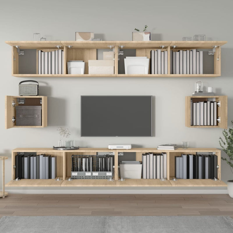 6-delige Tv-meubelset bewerkt hout sonoma eikenkleurig