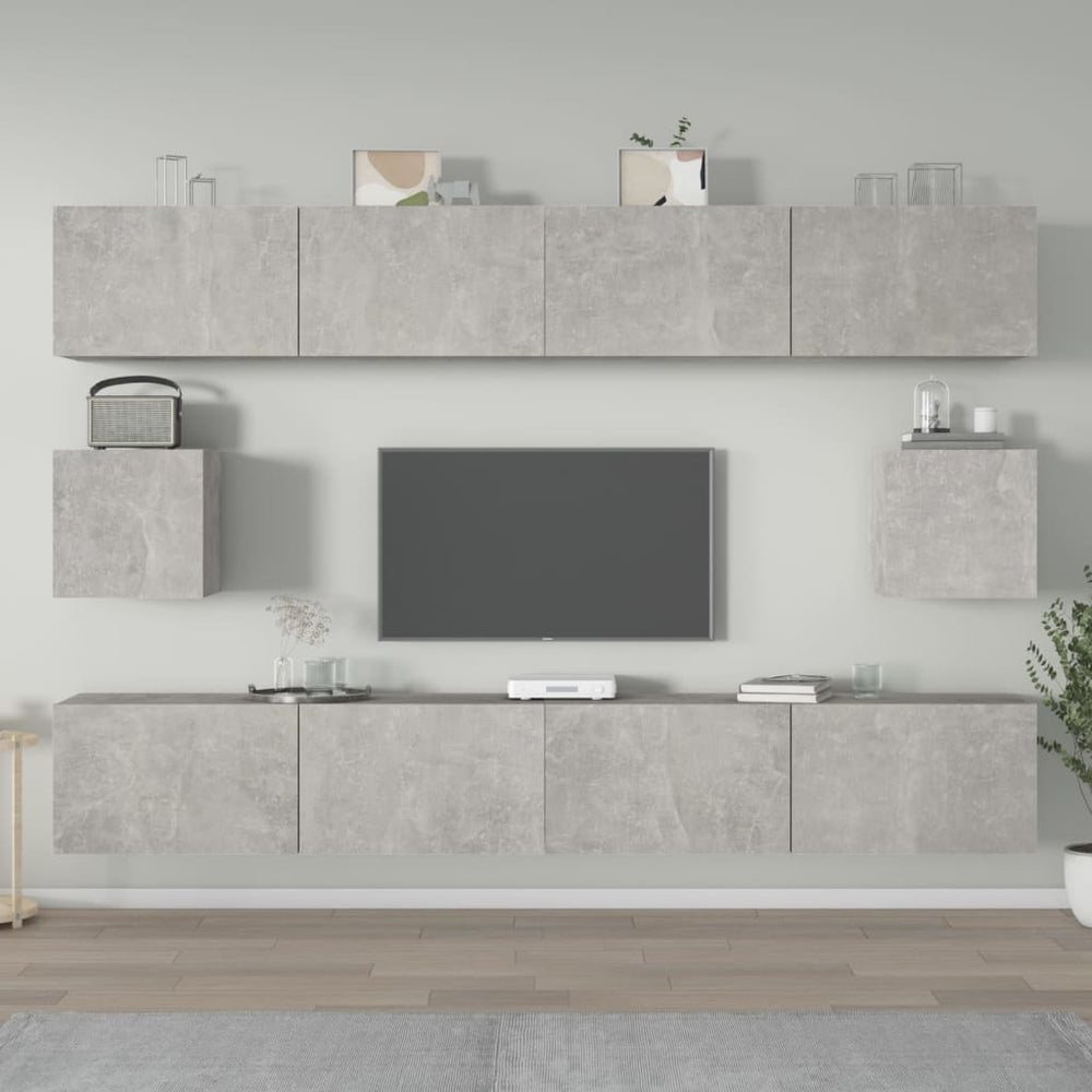6-delige Tv-meubelset bewerkt hout betongrijs MeubelReus
