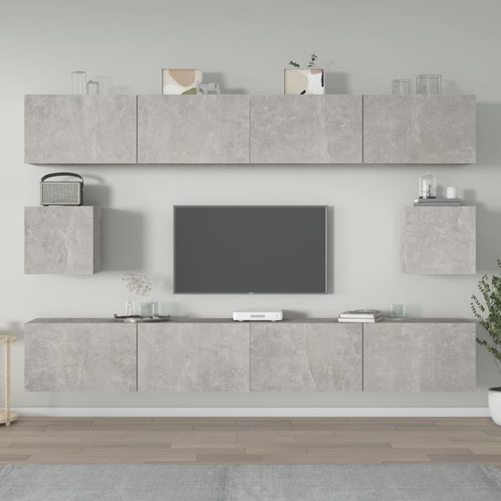 6-delige Tv-meubelset bewerkt hout betongrijs MeubelReus