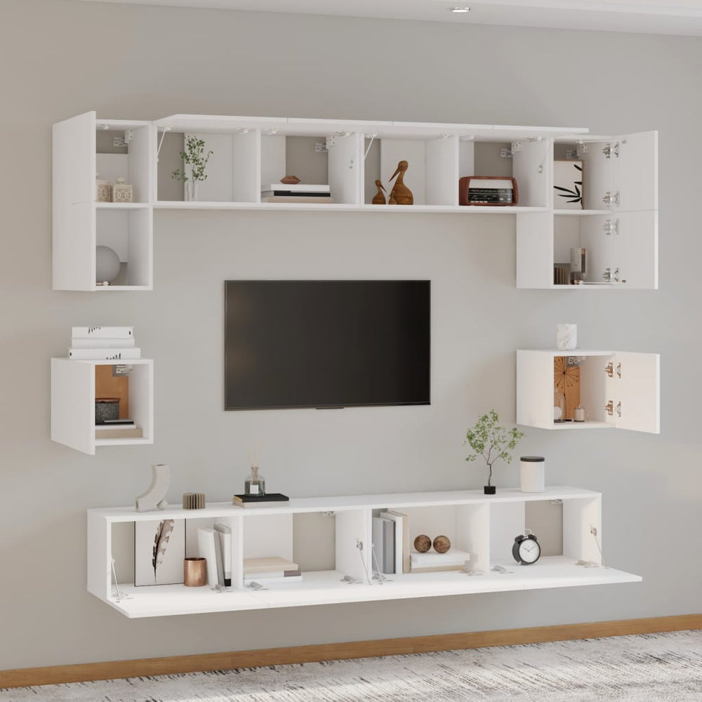 8-delige Tv-meubelset bewerkt hout wit MeubelReus