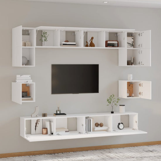 8-delige Tv-meubelset bewerkt hout wit MeubelReus