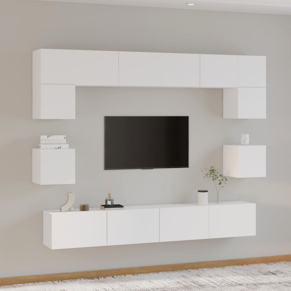 8-delige Tv-meubelset bewerkt hout wit MeubelReus