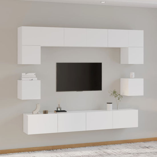 8-delige Tv-meubelset bewerkt hout wit MeubelReus