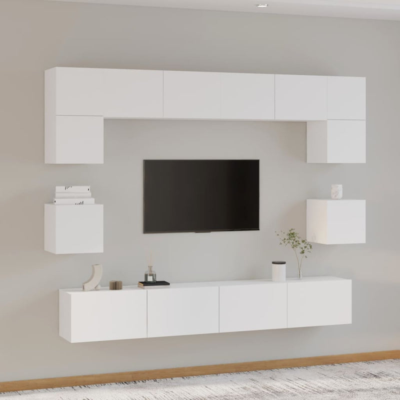 8-delige Tv-meubelset bewerkt hout wit MeubelReus
