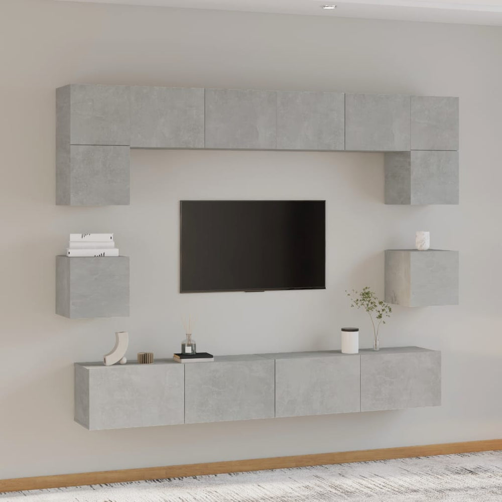 8-delige Tv-meubelset bewerkt hout betongrijs MeubelReus