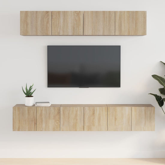 5-delige Tv-meubelset bewerkt hout sonoma eikenkleurig MeubelReus