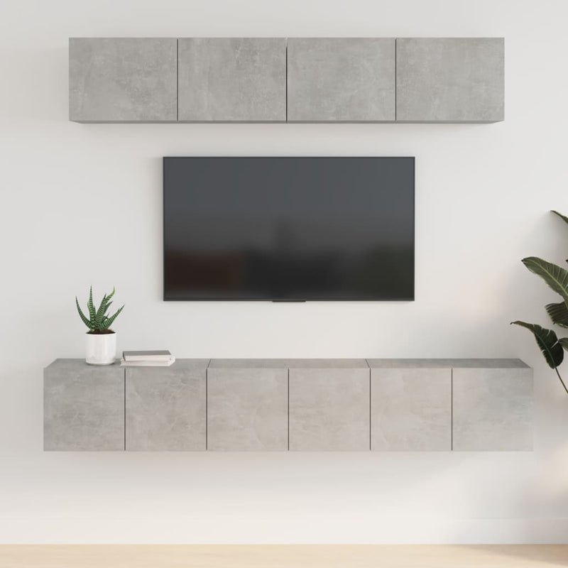 5-delige Tv-meubelset bewerkt hout betongrijs MeubelReus