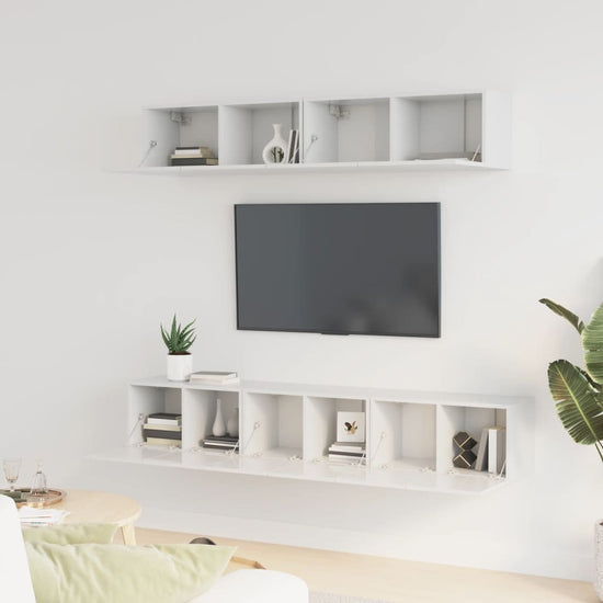 5-delige Tv-meubelset bewerkt hout hoogglans wit MeubelReus