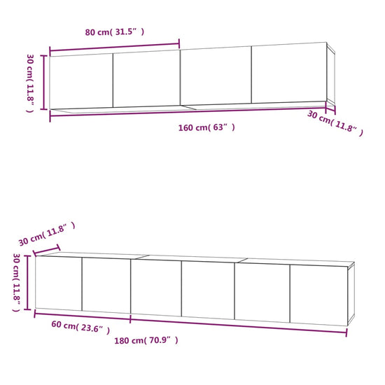 5-delige Tv-meubelset bewerkt hout hoogglans wit MeubelReus