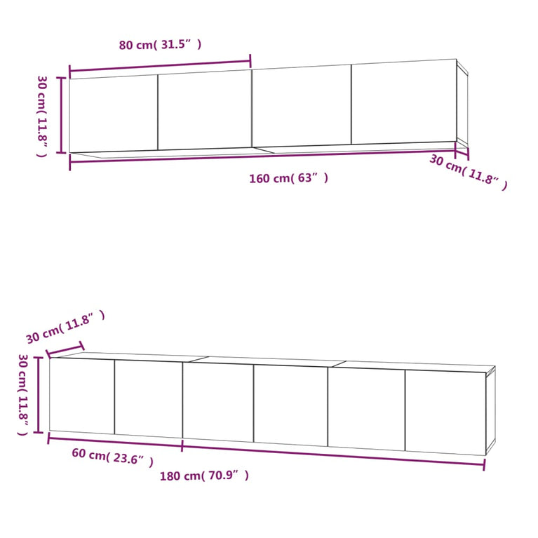 5-delige Tv-meubelset bewerkt hout hoogglans wit MeubelReus