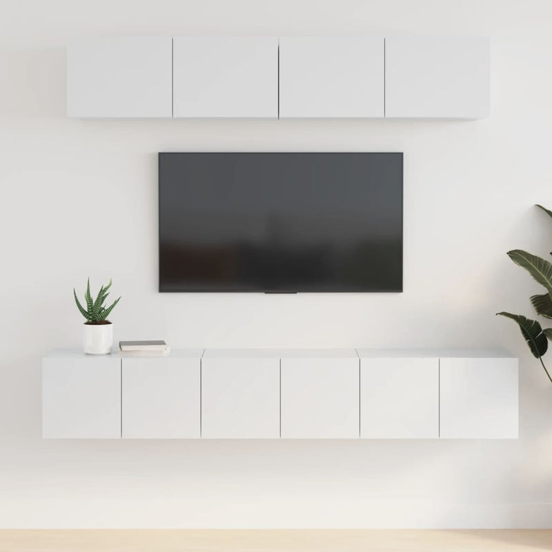 5-delige Tv-meubelset bewerkt hout hoogglans wit MeubelReus