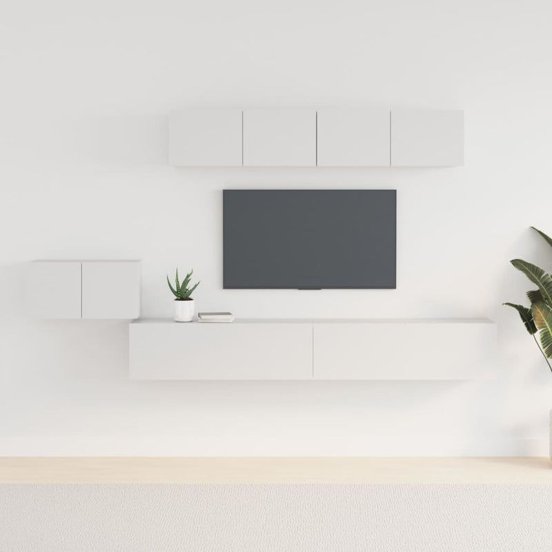 5-delige Tv-meubelset bewerkt hout wit MeubelReus