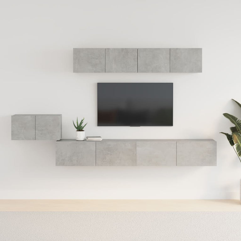 5-delige Tv-meubelset bewerkt hout betongrijs MeubelReus
