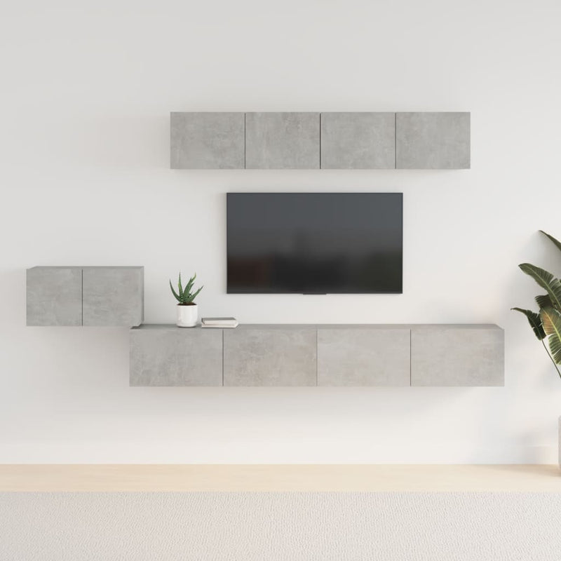 5-delige Tv-meubelset bewerkt hout betongrijs MeubelReus