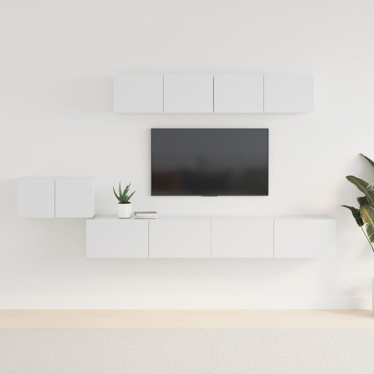 5-delige Tv-meubelset bewerkt hout hoogglans wit MeubelReus