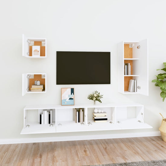 5-delige Tv-meubelset bewerkt hout wit MeubelReus
