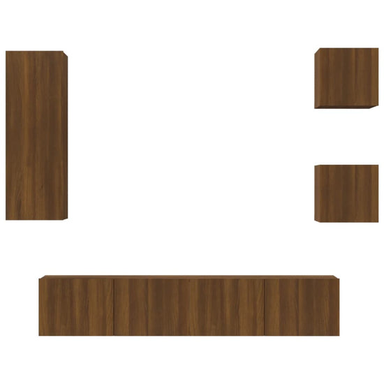 5-delige Tv-meubelset bewerkt hout bruin eikenkleur MeubelReus