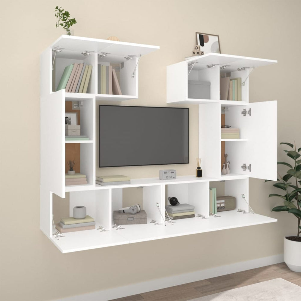 6-delige Tv-meubelset bewerkt hout wit MeubelReus