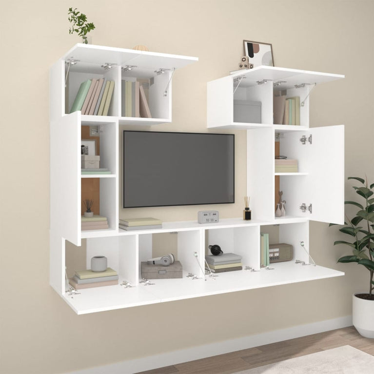 6-delige Tv-meubelset bewerkt hout wit MeubelReus