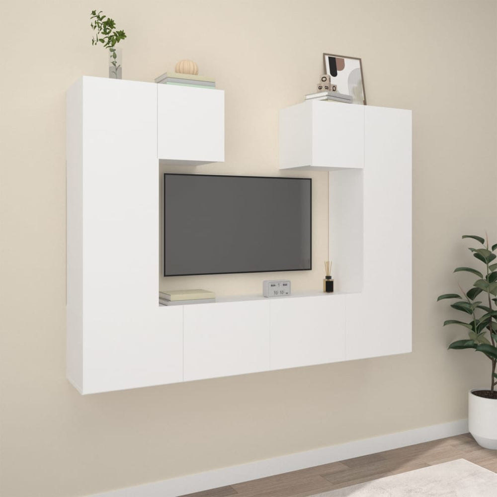 6-delige Tv-meubelset bewerkt hout wit MeubelReus