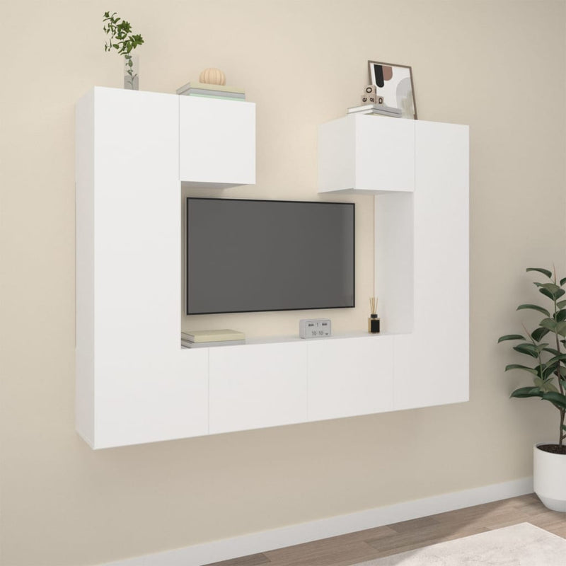 6-delige Tv-meubelset bewerkt hout wit MeubelReus