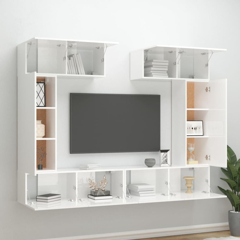 6-delige Tv-meubelset bewerkt hout hoogglans wit MeubelReus