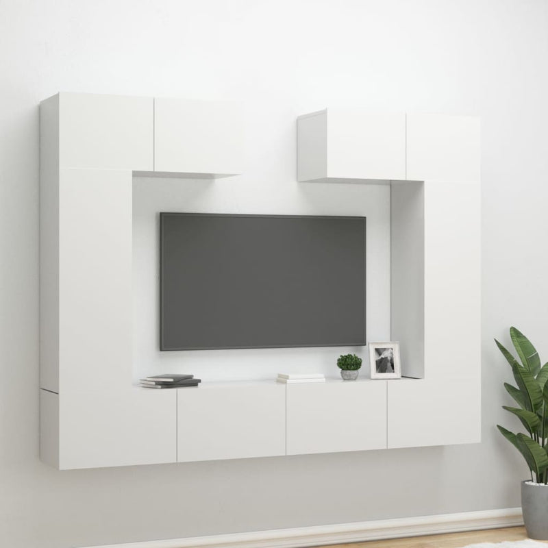 6-delige Tv-meubelset bewerkt hout hoogglans wit MeubelReus