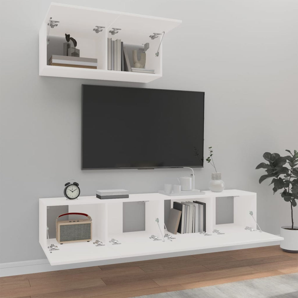 3-delige Tv-meubelset bewerkt hout wit MeubelReus