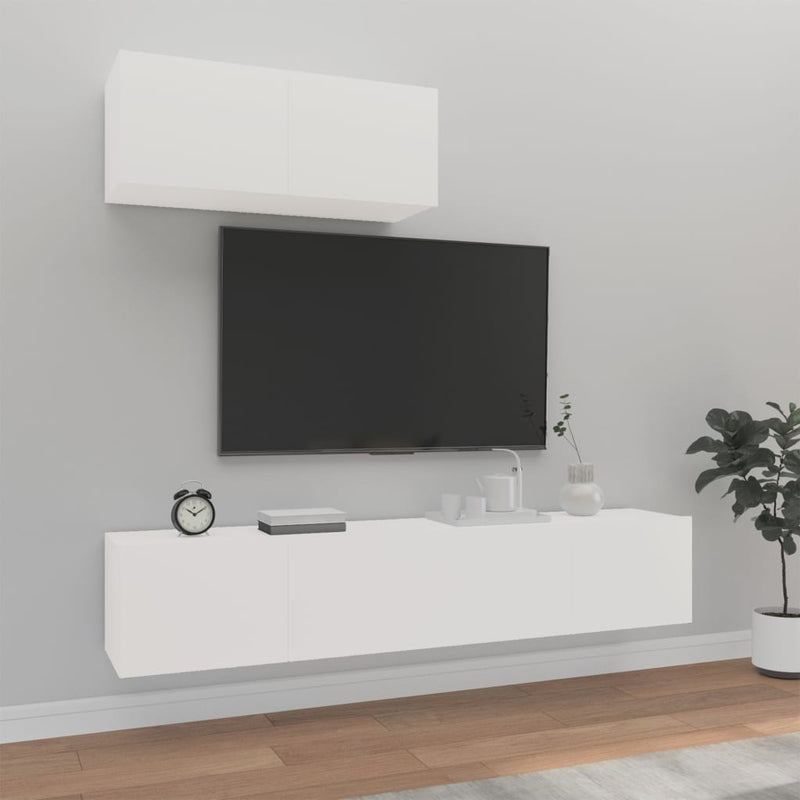 3-delige Tv-meubelset bewerkt hout wit MeubelReus