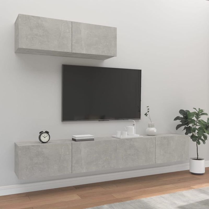 3-delige Tv-meubelset bewerkt hout betongrijs MeubelReus