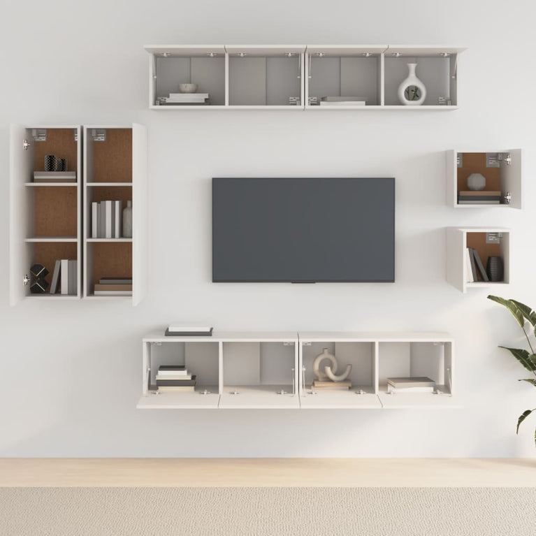 8-delige Tv-meubelset bewerkt hout wit MeubelReus
