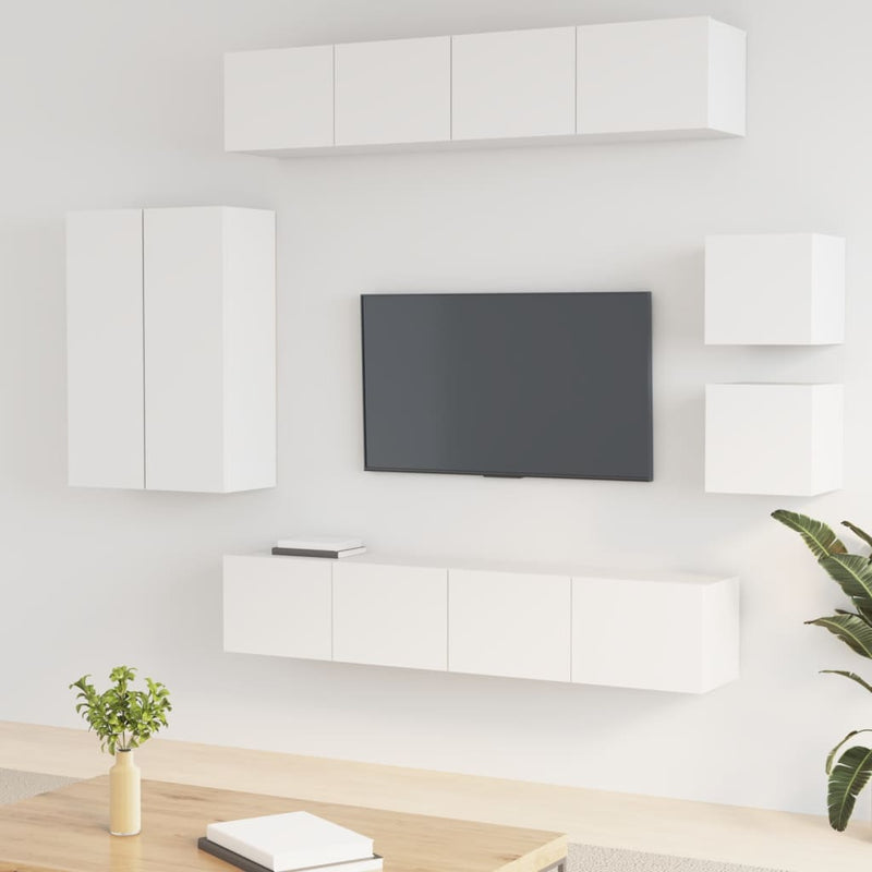 8-delige Tv-meubelset bewerkt hout wit MeubelReus