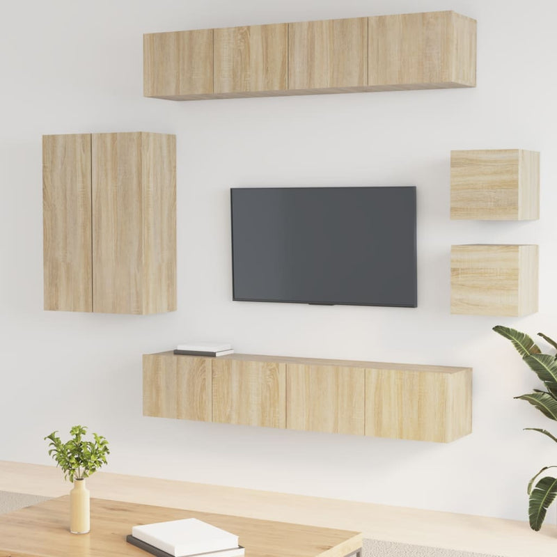 8-delige Tv-meubelset bewerkt hout sonoma eikenkleurig MeubelReus