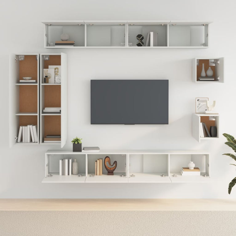 8-delige Tv-meubelset bewerkt hout wit MeubelReus