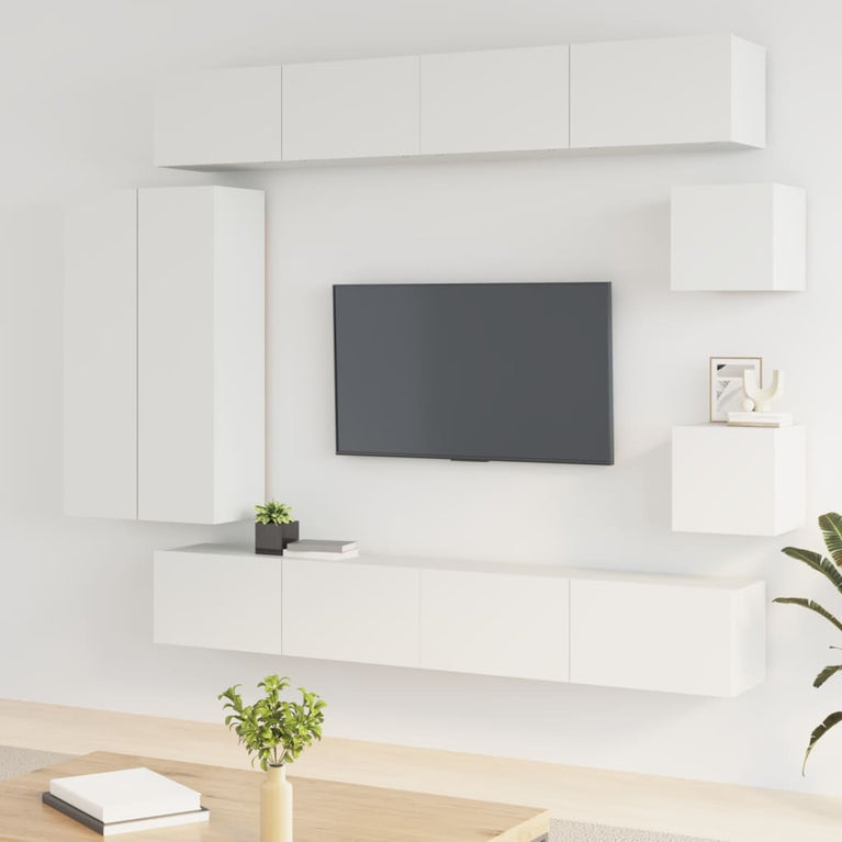 8-delige Tv-meubelset bewerkt hout wit MeubelReus