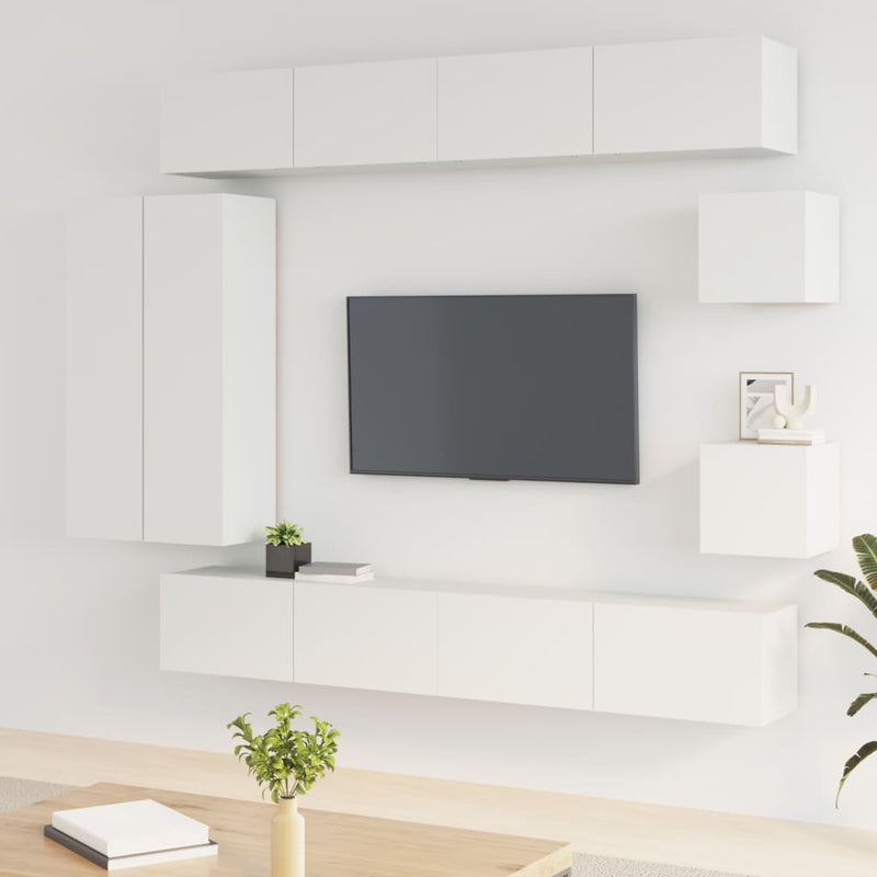 8-delige Tv-meubelset bewerkt hout wit MeubelReus