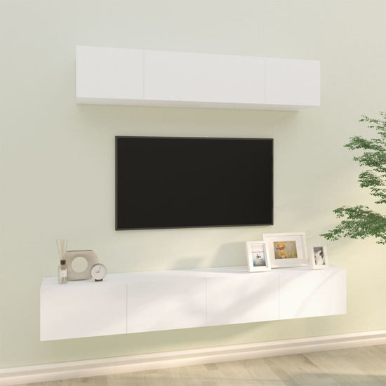 4-delige Tv-meubelset bewerkt hout wit MeubelReus